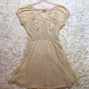 Y2K Juicy Couture Mesh Embroidered Tunic Dress Top Sheer Slip Mini Small Ivory